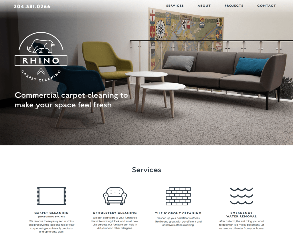 Carpet cleaning web design example 01