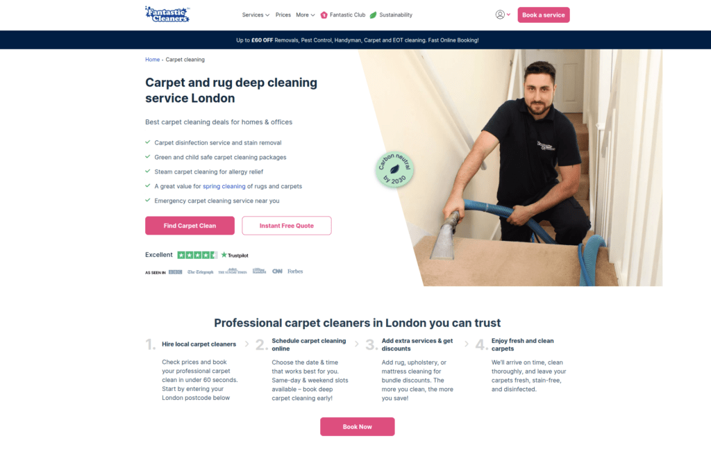 Carpet cleaning website development example 04