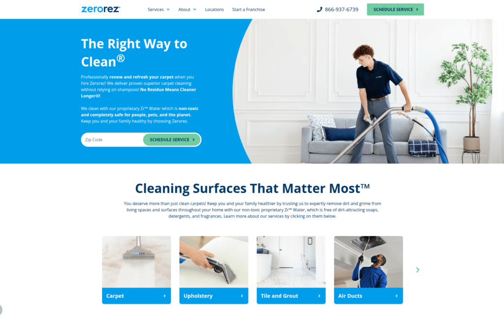 Professional carpet cleaning web design example 03